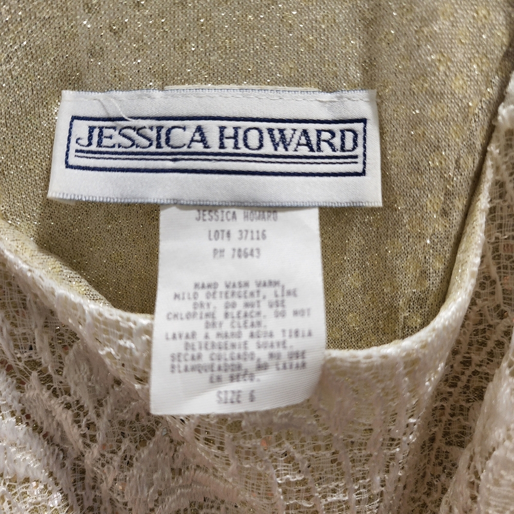 Jessica Hoawrd cream and gold lacy dress, size 6 - Picture 7 of 7